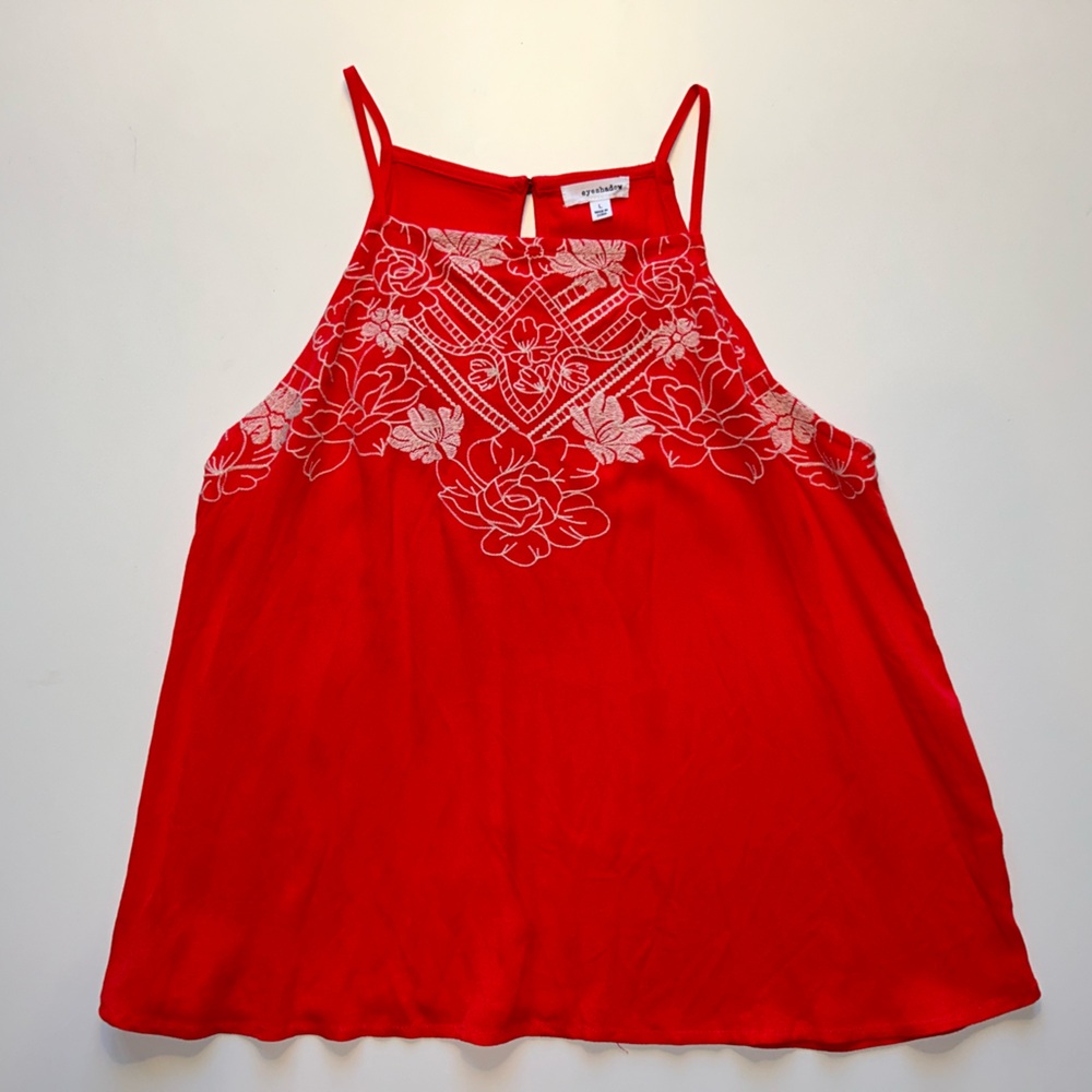 Red sleeveless top